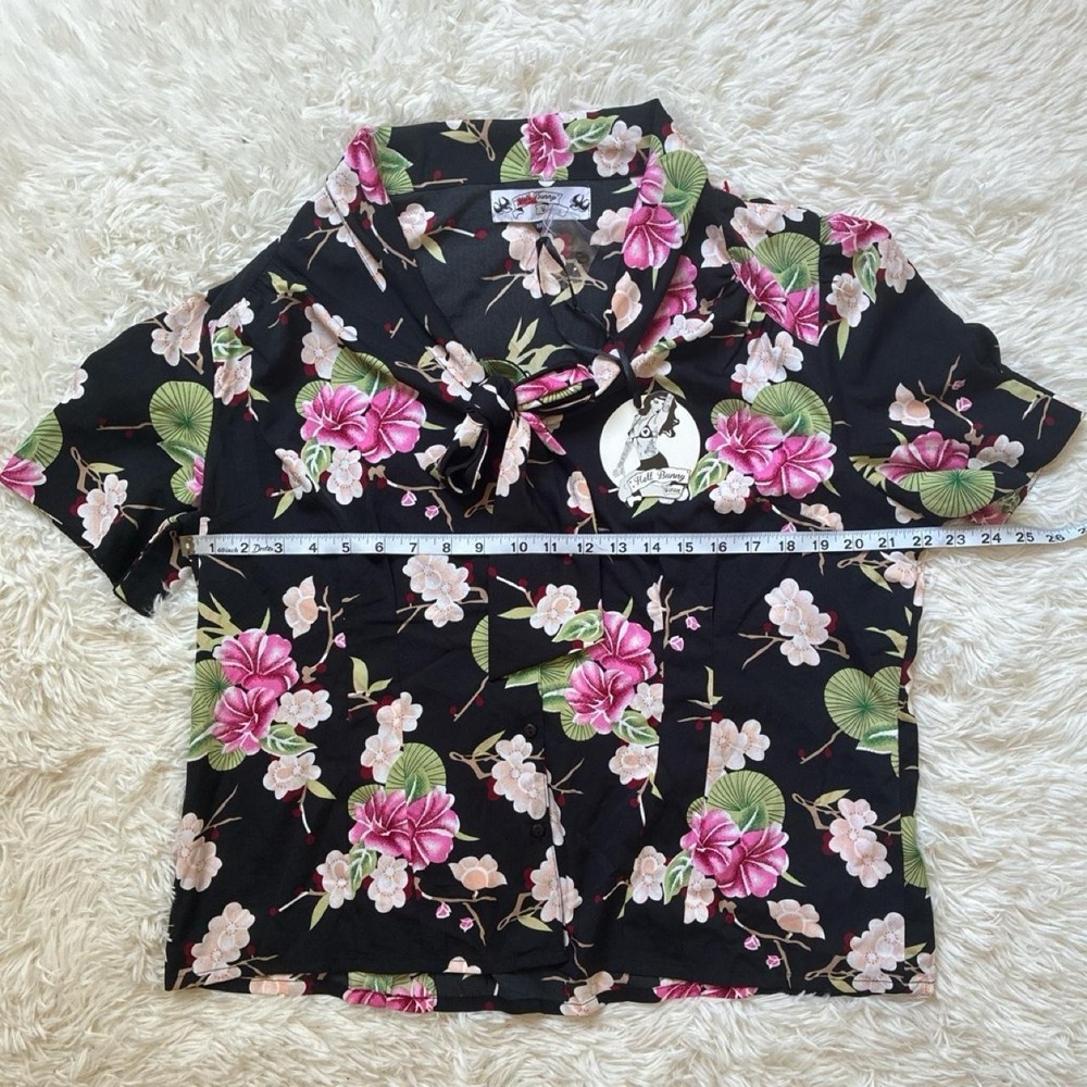 NWT Hell Bunny Vixen short sleeve button up Floral Retro Beach Summer - Picture 3 of 5